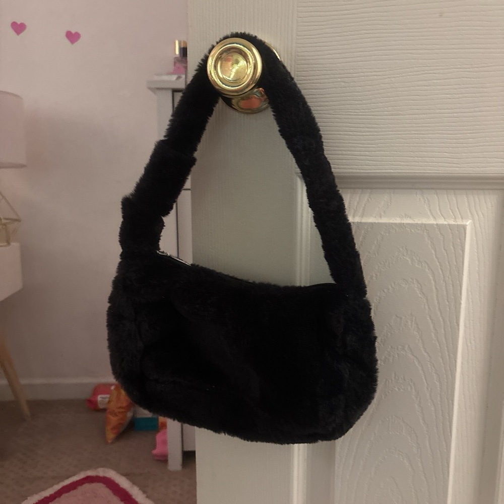 Elegant Black Faux Fur Women's Bag